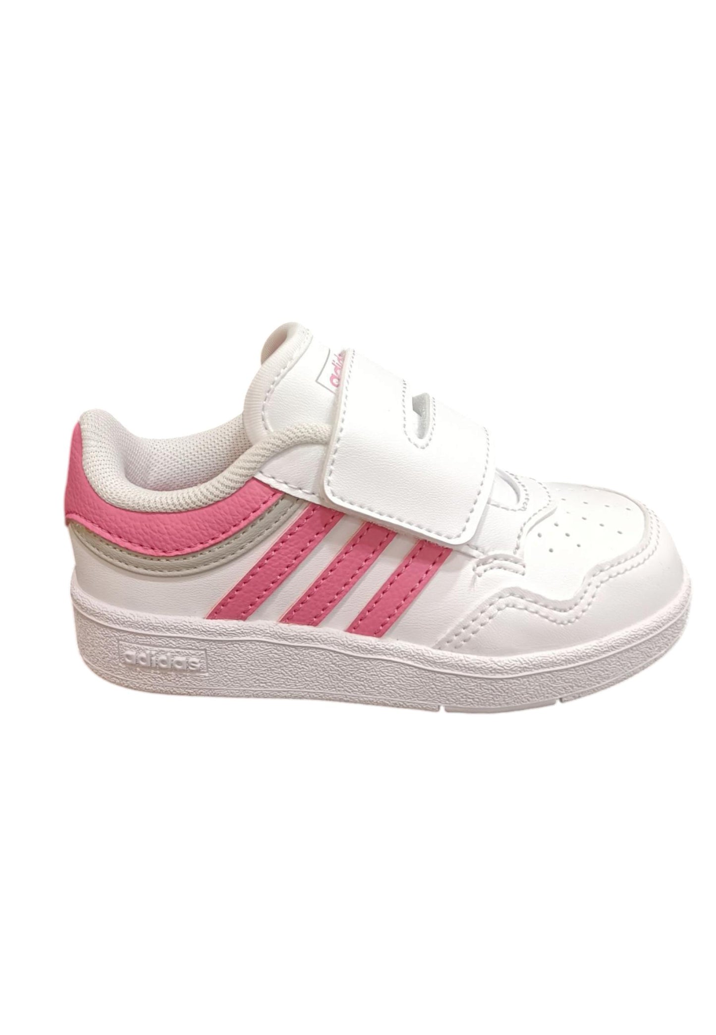 Scarpe sneakers Bambine adidas hoops bianco-fuxja velcro