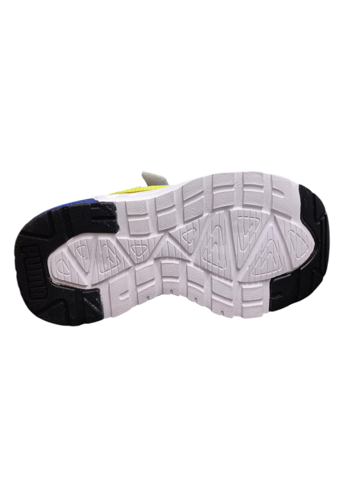 Scarpe sneakers Bambini e ragazzi PUMA TRINITY bianco-nero-giallo laccio elastico e velcro