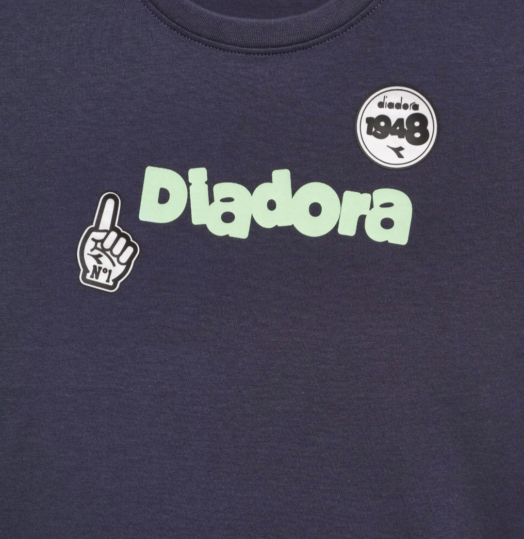 t-shirt Bambini e ragazzi Diadora jb t-shirt ss ess sports 102.182565 blue-verde