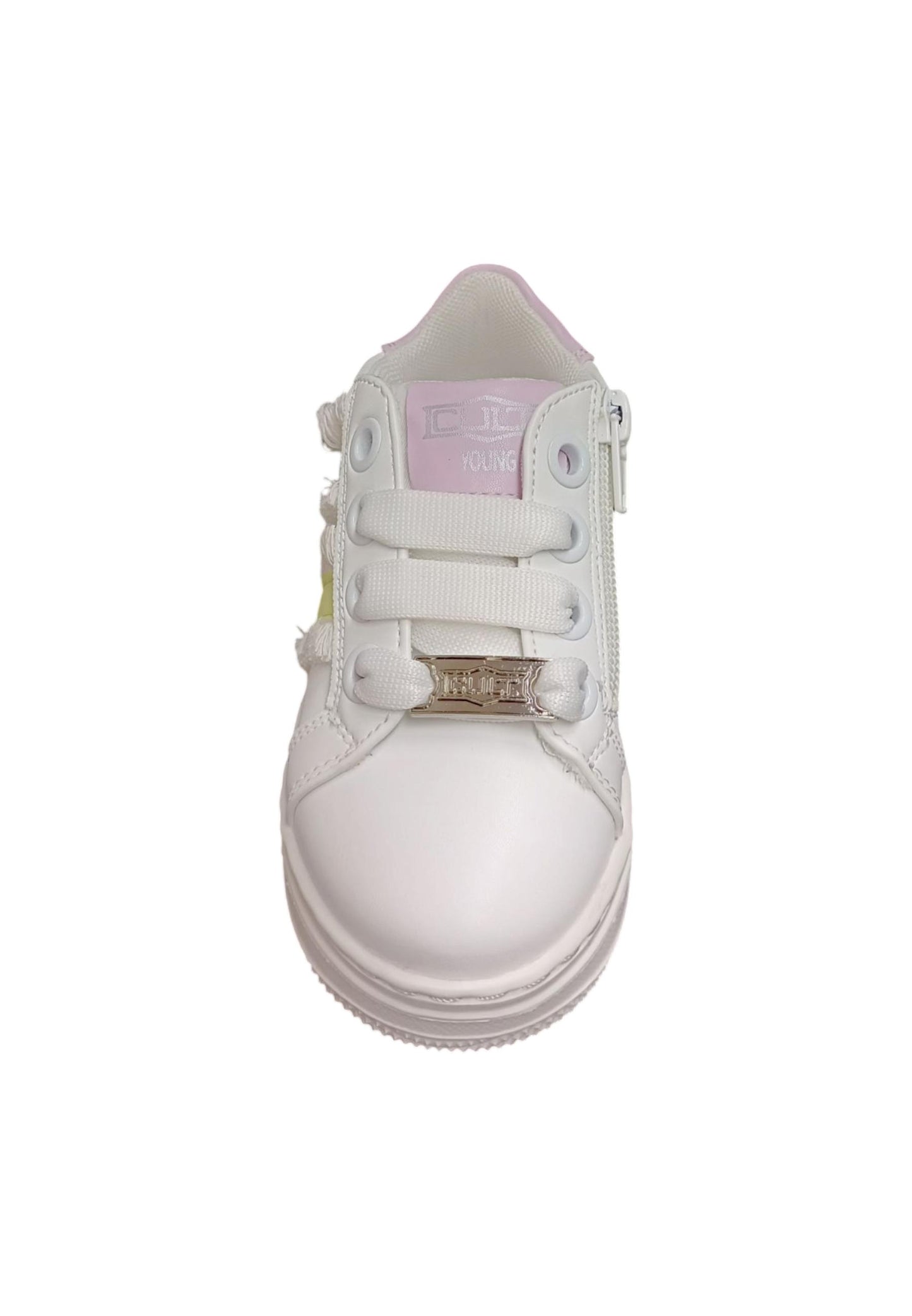 Scarpe sneakers Bambine e ragazze cult william bianco-giallo-verde-rosa laccio