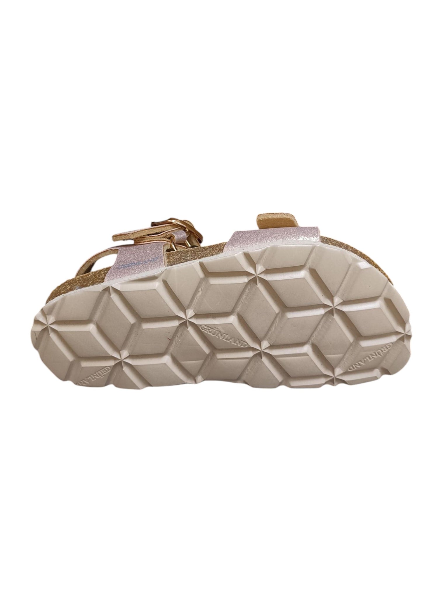 Sandalo bio bambino Grunland Junior 1153 cipria pelle sughero fibbia comfort
