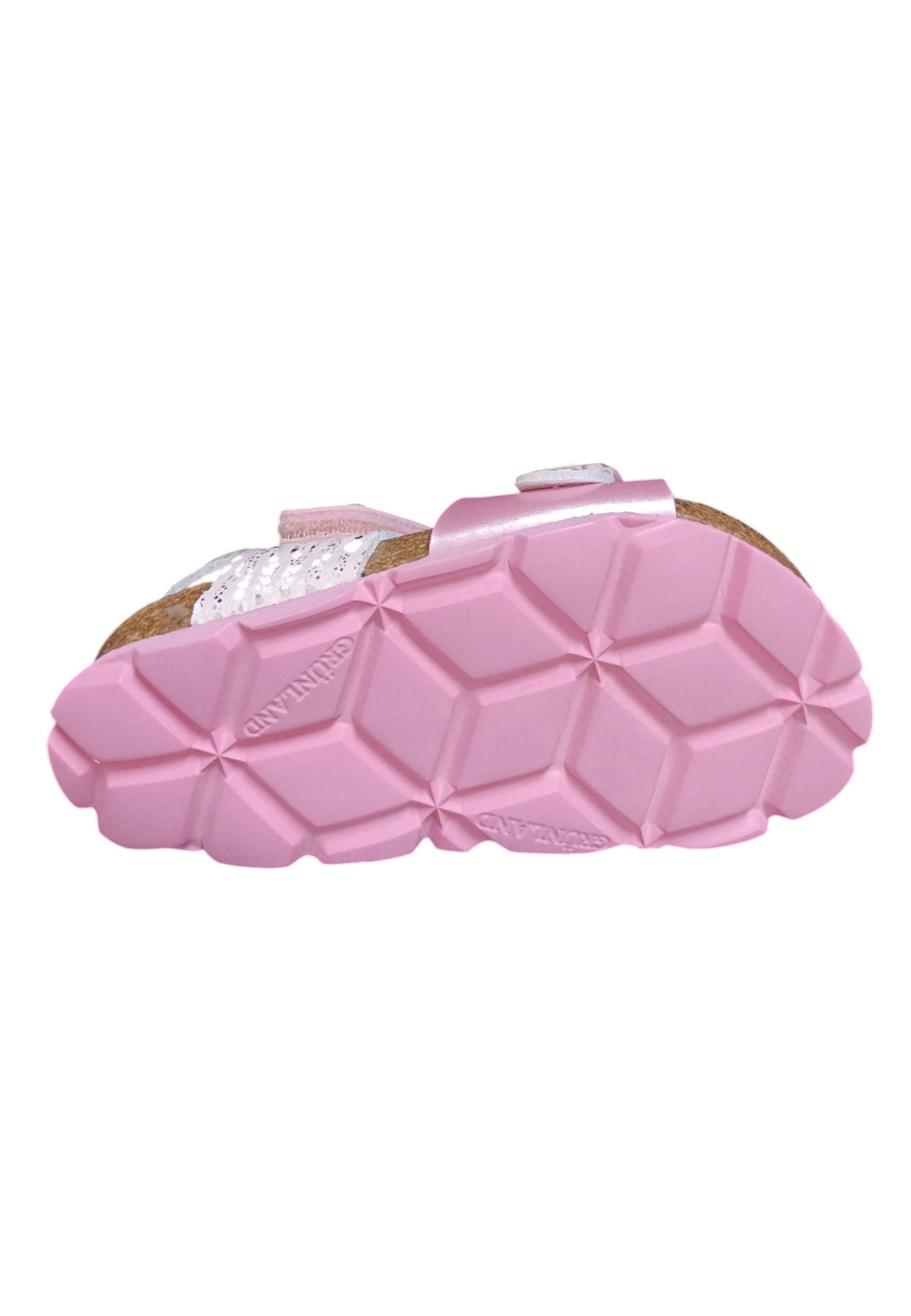 Sandalo bio bambino Grunland Junior 1116 rosa pelle sughero fibbia comfort