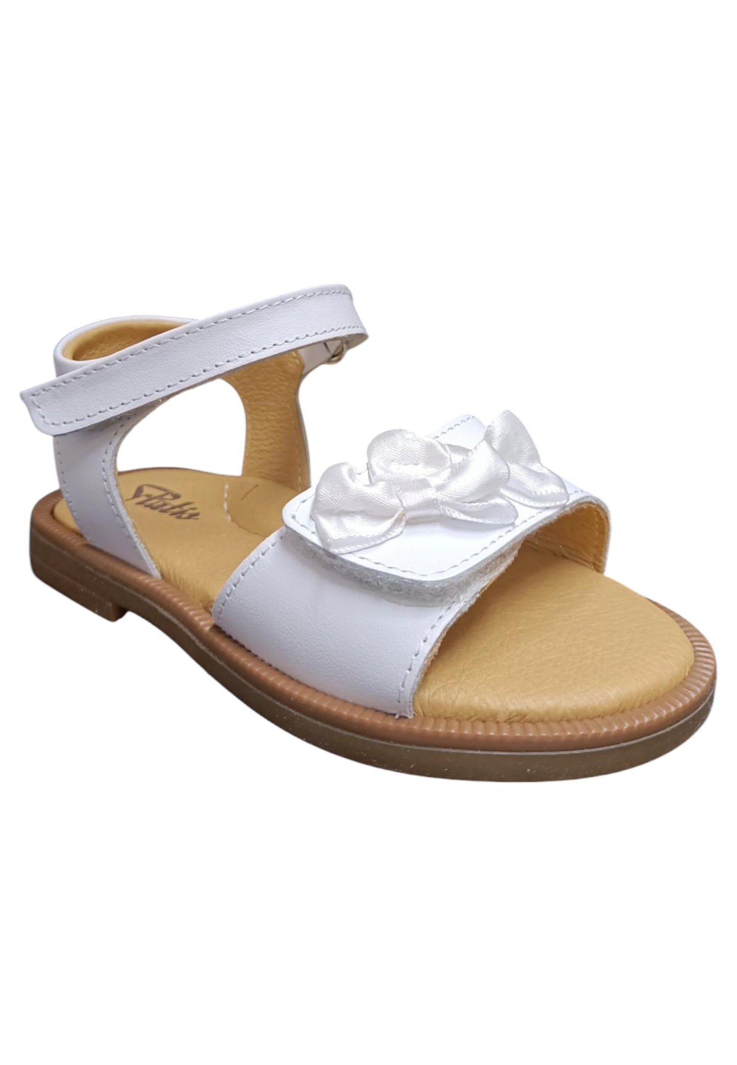 Sandalo bambina Platis Open Classic bianco pelle - Sandalo da passeggio con velcro