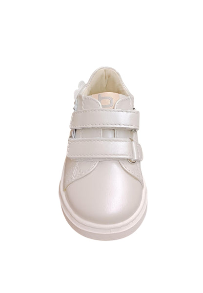 Sneakers primi passi bambina Balducci Cita bianco oro pelle - Eleganza luminosa con velcro