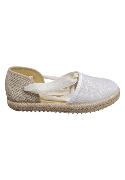 Espadrillas bambina Vul-Ladi Carla bianco beige tela laccio summer style