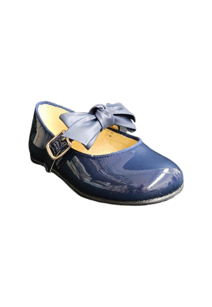 Ballerina bambino Panyno B2601 blu vernice fibbia fiocco estraibile elegance