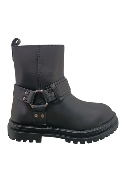 Stivaletti bambina Ciao Rock nero pelle - Stile italiano con lacci e zip laterale