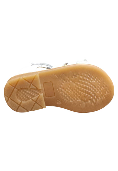 Sandalo bambina Balocchi Paris bianco pelle - Sandalo tallonato primi passi con velcro