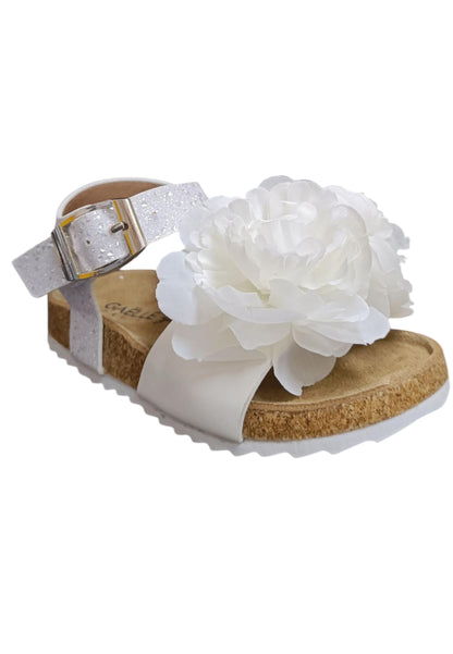 Sandali bambina Gaelle Birk bianco pelle glitter