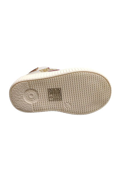 Sneakers primi passi bambina Balducci Cita bianco beige oro pelle - Eleganza luminosa con lacci