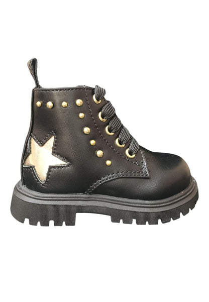 Anfibio bambina Balducci Sport nero oro pelle zip laterale urban style
