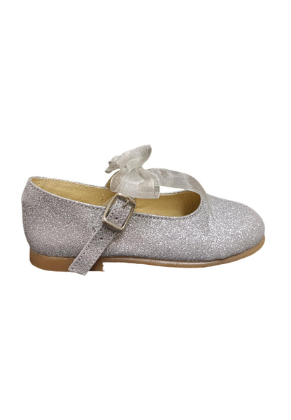 Ballerina bambina Panyno B3024 argento glitter fibbia fiocco estraibile elegance