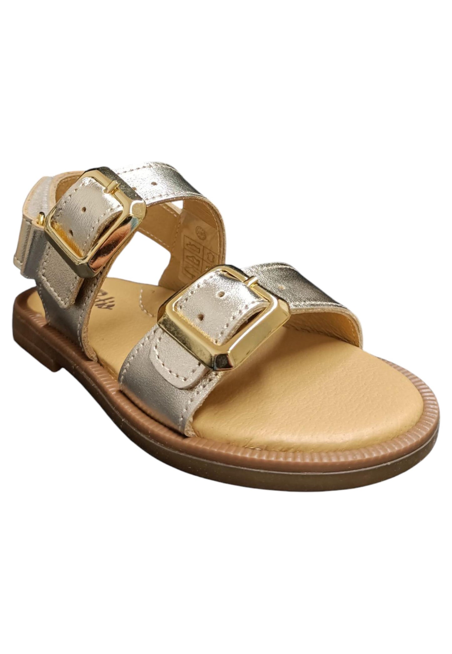 Sandalo bambina Platis Open Classic dorato laminato - Sandalo da passeggio con velcro