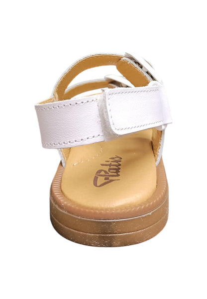 Sandalo bambina Platis Open Classic bianco pelle - Sandalo da passeggio con velcro