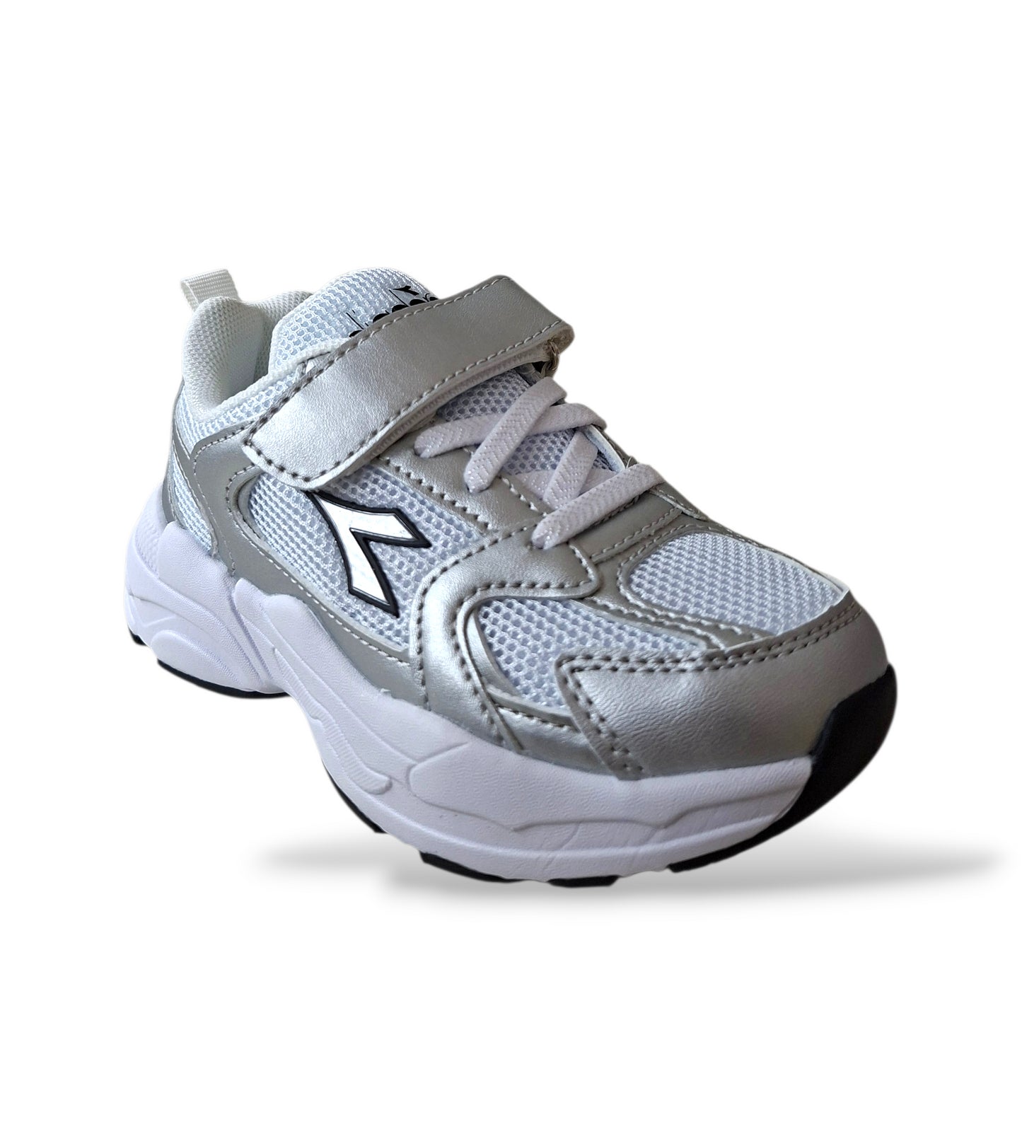 Scarpe sneakers Bambini e ragazzi Diadora ALLEY grigio-metal-bianco laccio elastico e velcro