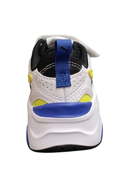 Scarpe sneakers Bambini e ragazzi PUMA TRINITY  bianco-nero-giallo laccio elastico e velcro