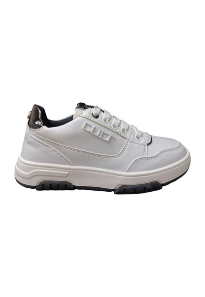 Scarpe sneakers Unisex bambini cult OTRO  bianco-nero laccio e zip laterale