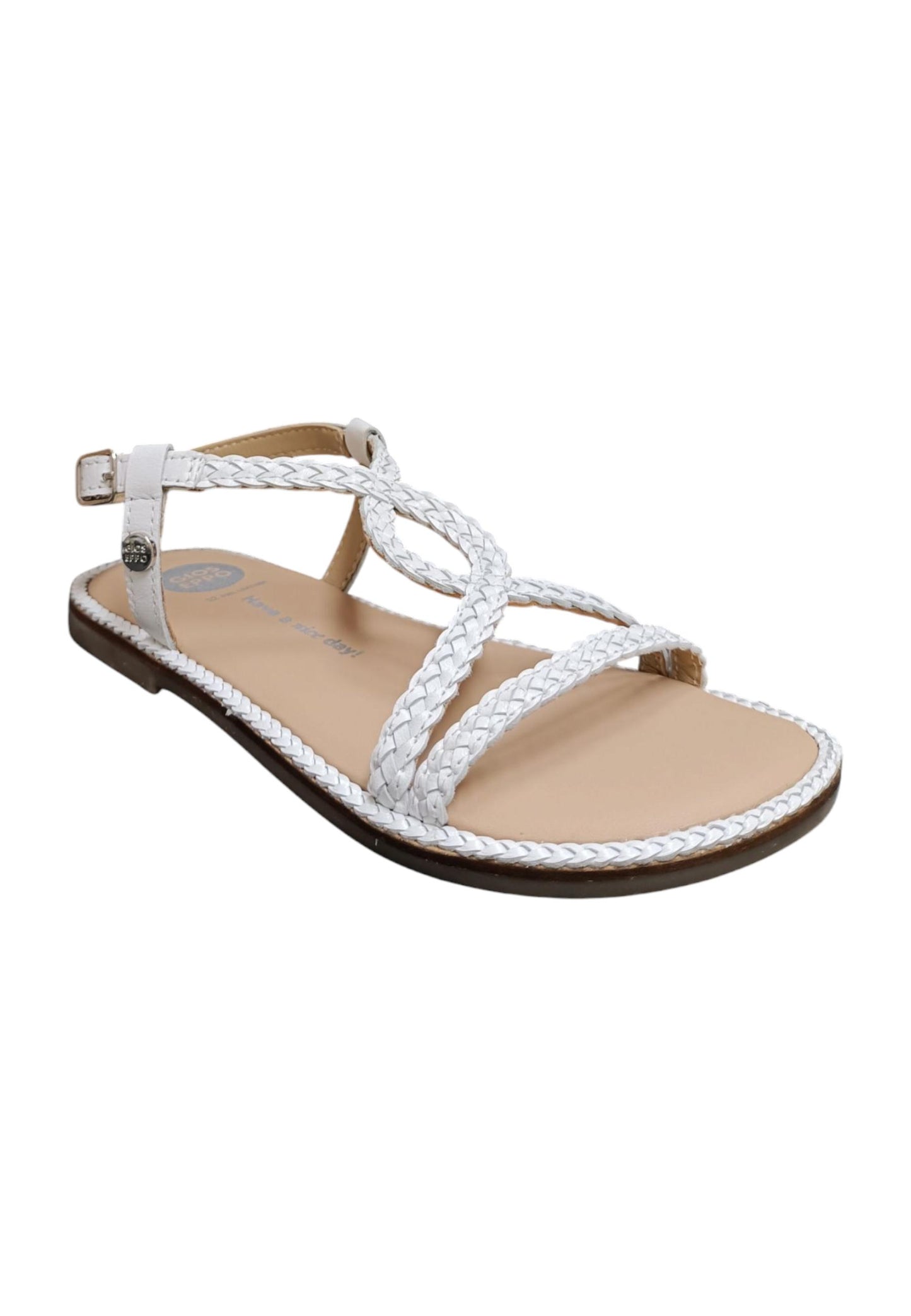 Sandalo bambina Gioseppo Suffield bianco pelle fibbia comfort elegance