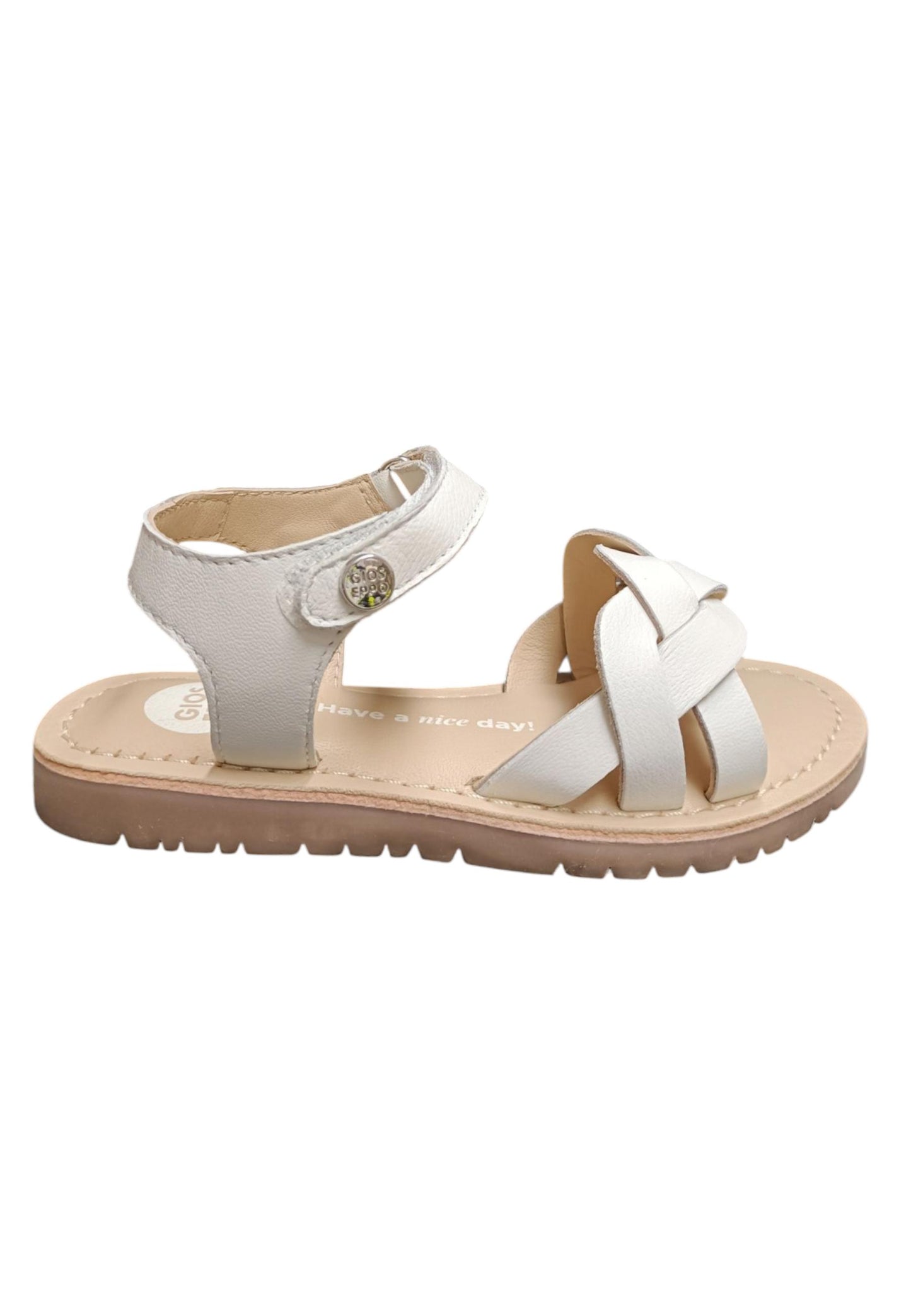 Sandalo bambina Gioseppo Rowley bianco pelle velcro comfort elegance