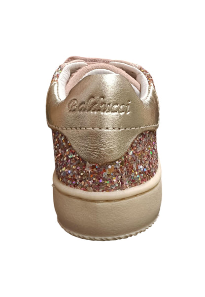 Sneakers bambina Balducci Lynn cipria glitter multicolor oro pelle - Magia scintillante con zip