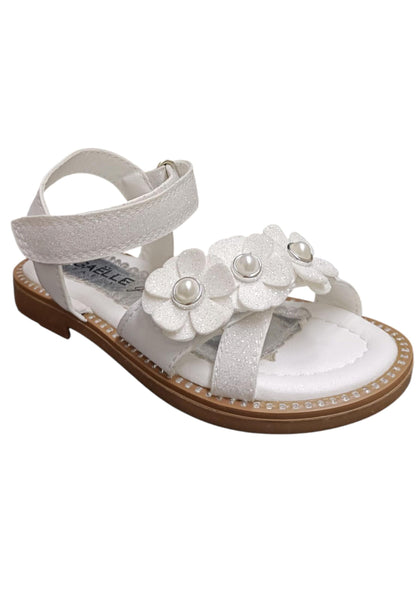 Sandali bambina Gaelle Queen bianco pelle glitter