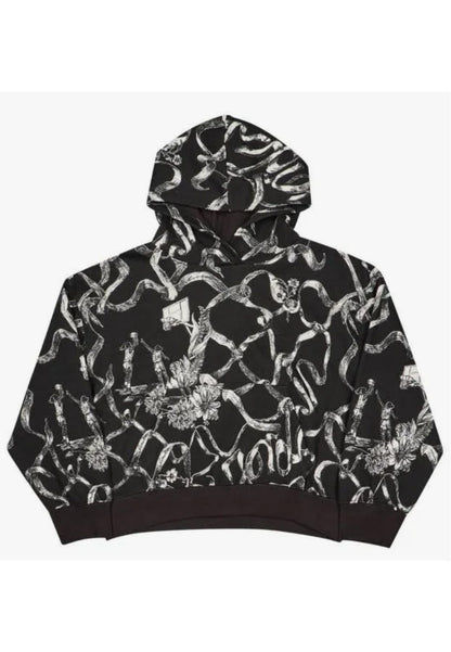 Felpa Nike Jordan Bambine con Cappuccio Nero Bianco - Cotone Felpato