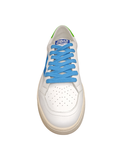 Scarpe sneakers Bambini e ragazzi 2B12 JRPLAY  bianco-celeste-verde laccio
