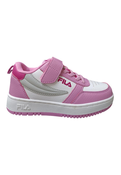Scarpe sneakers Unisex bambini fila REGA  bianco-nero-celeste-grigio laccio elastico e velcro