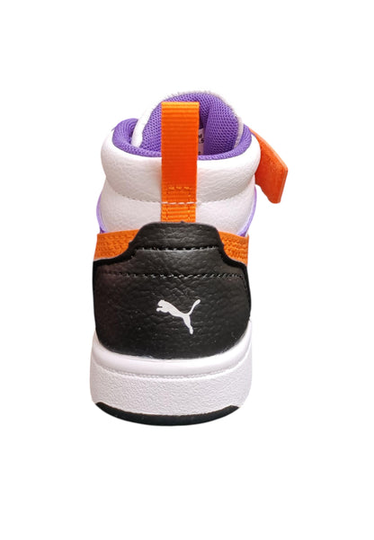 sarpe sneakers Bambine e ragazze PUMA REBOUND  bianco-nero-fuxja-arancione laccio elastico e velcro