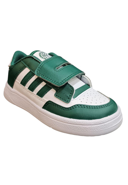 sarpe sneakers Bambini e ragazzi adidas rapid court bianco-verde velcro