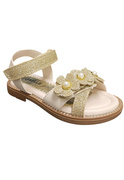 Sandali bambina Gaelle Queen platino pelle glitter