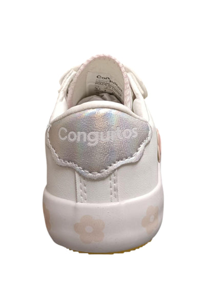 Scarpe sneakers Bambine e ragazze Conquitos COSH  bianco-rosa-giallo laccio elastico e velcro