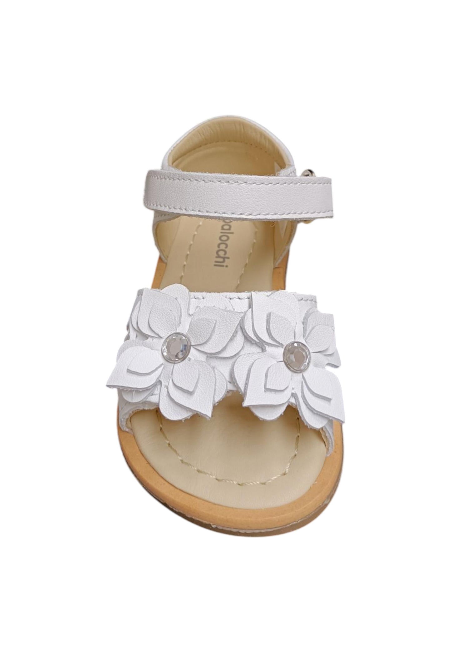 Sandalo bambina Balocchi Paris bianco pelle - Sandalo tallonato primi passi con velcro