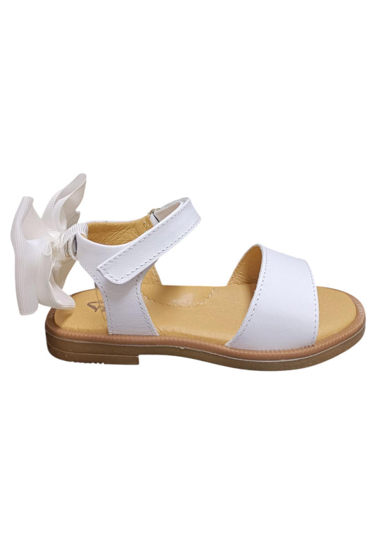 Sandalo bambina Platis Open Classic bianco pelle - Sandalo da passeggio con velcro