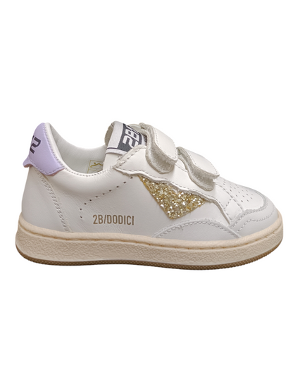 Scarpe sneakers Bambine e ragazze 2B12 BABYMINI PLAY  bianco-oro-viola velcro