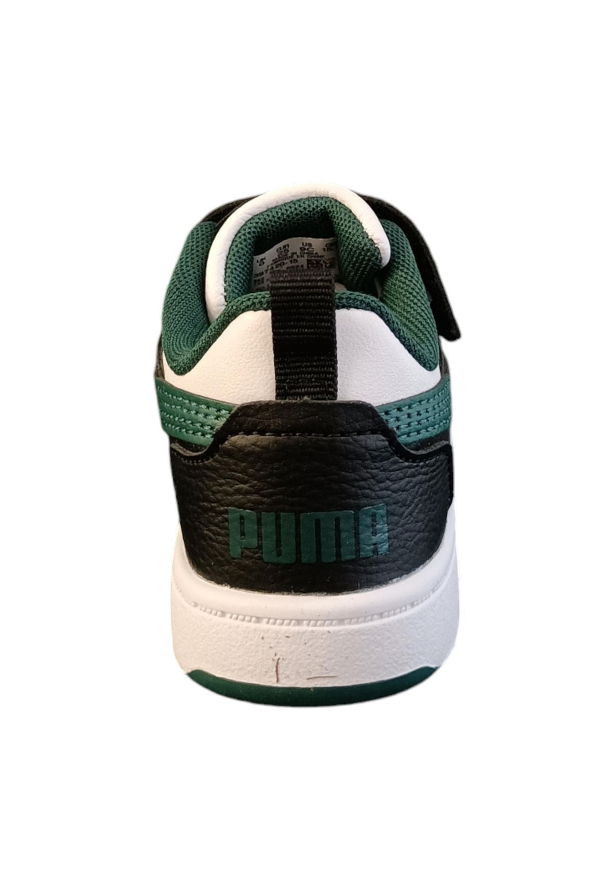 Scarpe sneakers Unisex bambini PUMA REBOUND  bianco-nero-blue laccio elastico e velcro