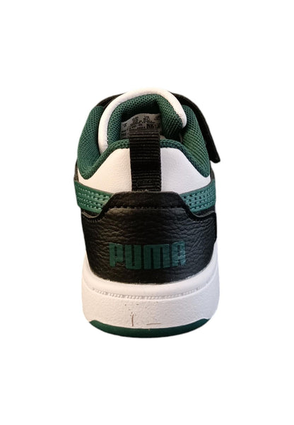 Scarpe sneakers Unisex bambini PUMA REBOUND  bianco-nero-blue laccio elastico e velcro