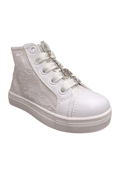 Scarpe sneakers Bambine e ragazze ferrè BUTTER  bianco laccio e zip laterale