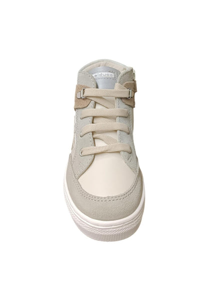 Scarpe sneakers Unisex bambini balducci BUTTER  bianco-grigio-taupe laccio e zip laterale