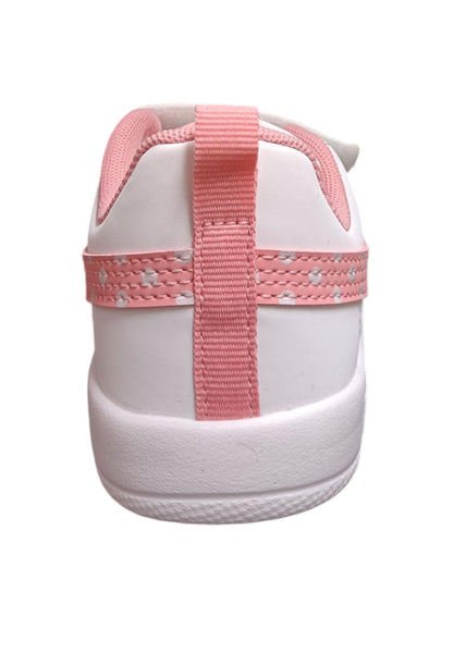 Scarpe sneakers Bambine e ragazze PUMA COURTFLEX  bianco-rosa laccio elastico e velcro