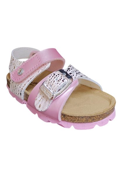 Sandalo bio bambino Grunland Junior 1116 rosa pelle sughero fibbia comfort