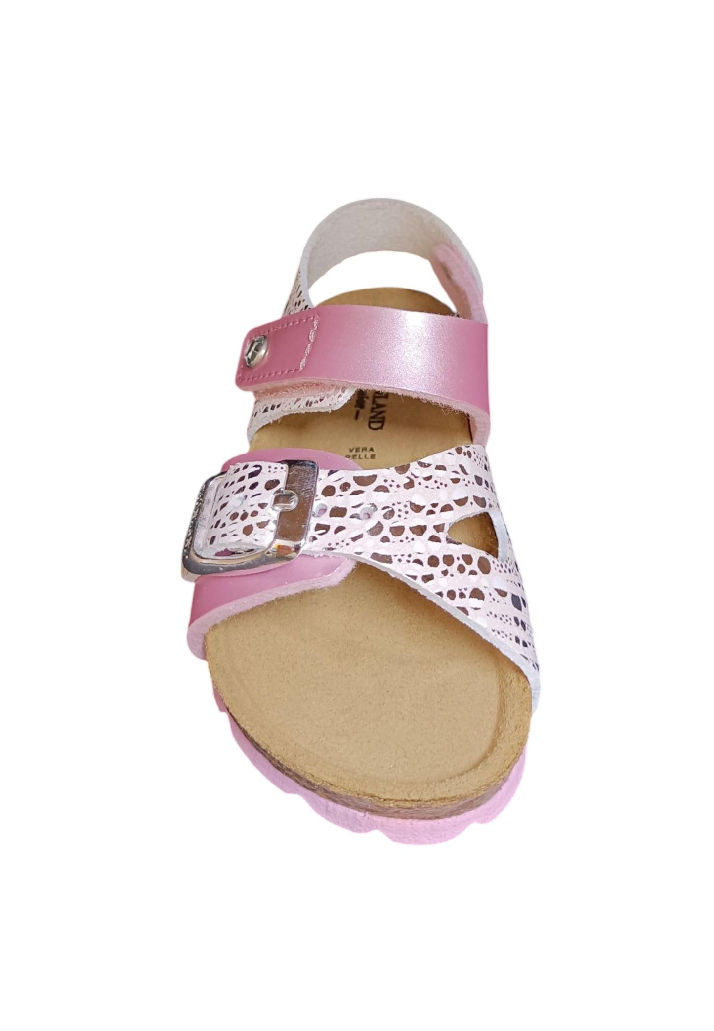 Sandalo bio bambino Grunland Junior 1116 rosa pelle sughero fibbia comfort