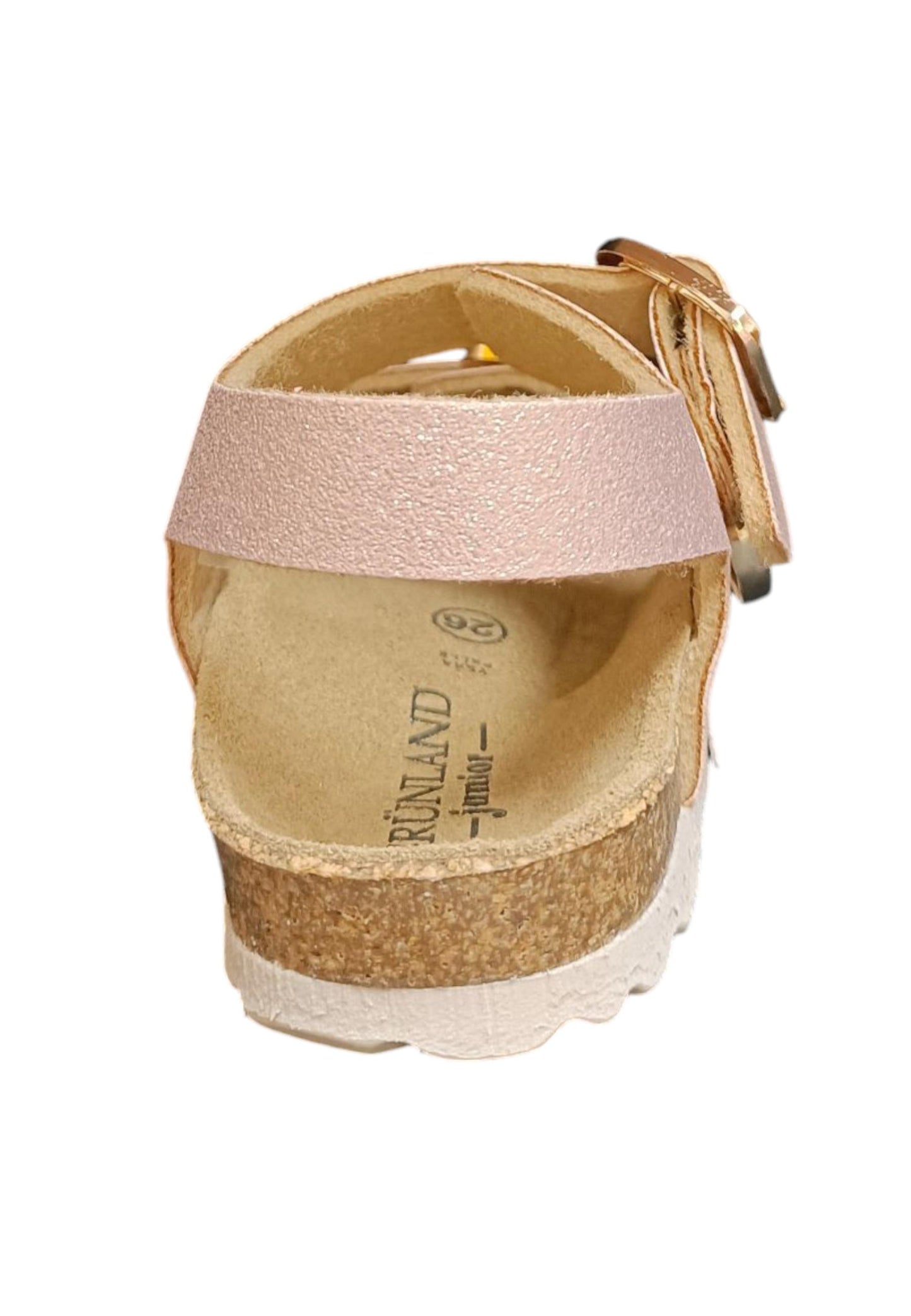 Sandalo bio bambino Grunland Junior 1153 cipria pelle sughero fibbia comfort