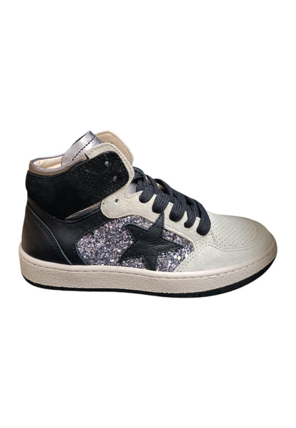 Ciao Junior Snk Sneakers Glitter Bambina Ragazza Bianco Nero Argento - Scarpe Pelle Zip