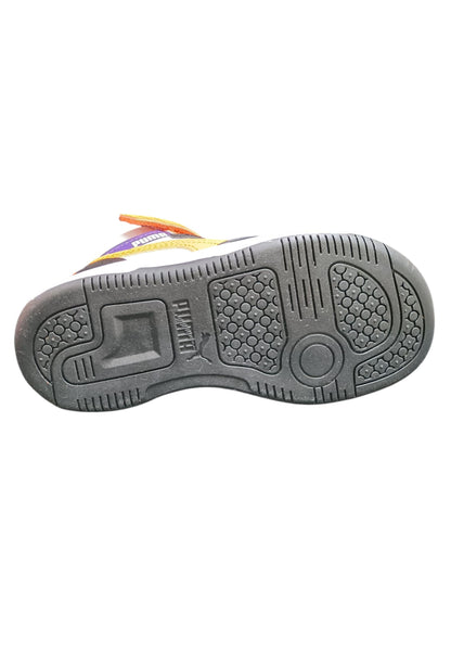 sarpe sneakers Bambine e ragazze PUMA REBOUND  bianco-nero-fuxja-arancione laccio elastico e velcro