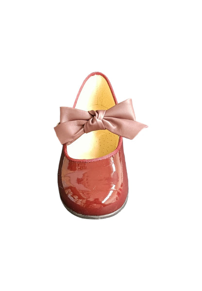 Ballerina bambino Panyno B2601 bordeaux vernice fibbia fiocco estraibile elegance
