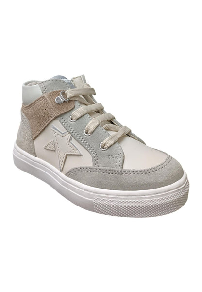 Scarpe sneakers Unisex bambini balducci BUTTER  bianco-grigio-taupe laccio e zip laterale
