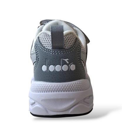 Diadora Alley – Sneakers Bambino Grigio Bianco | Scamosciato e Velcro | Taglie 28-35