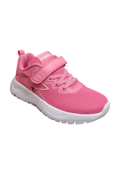 Scarpe sneakers Bambine e ragazze Diadora evo run  rosa bianco laccio elastico e velcro