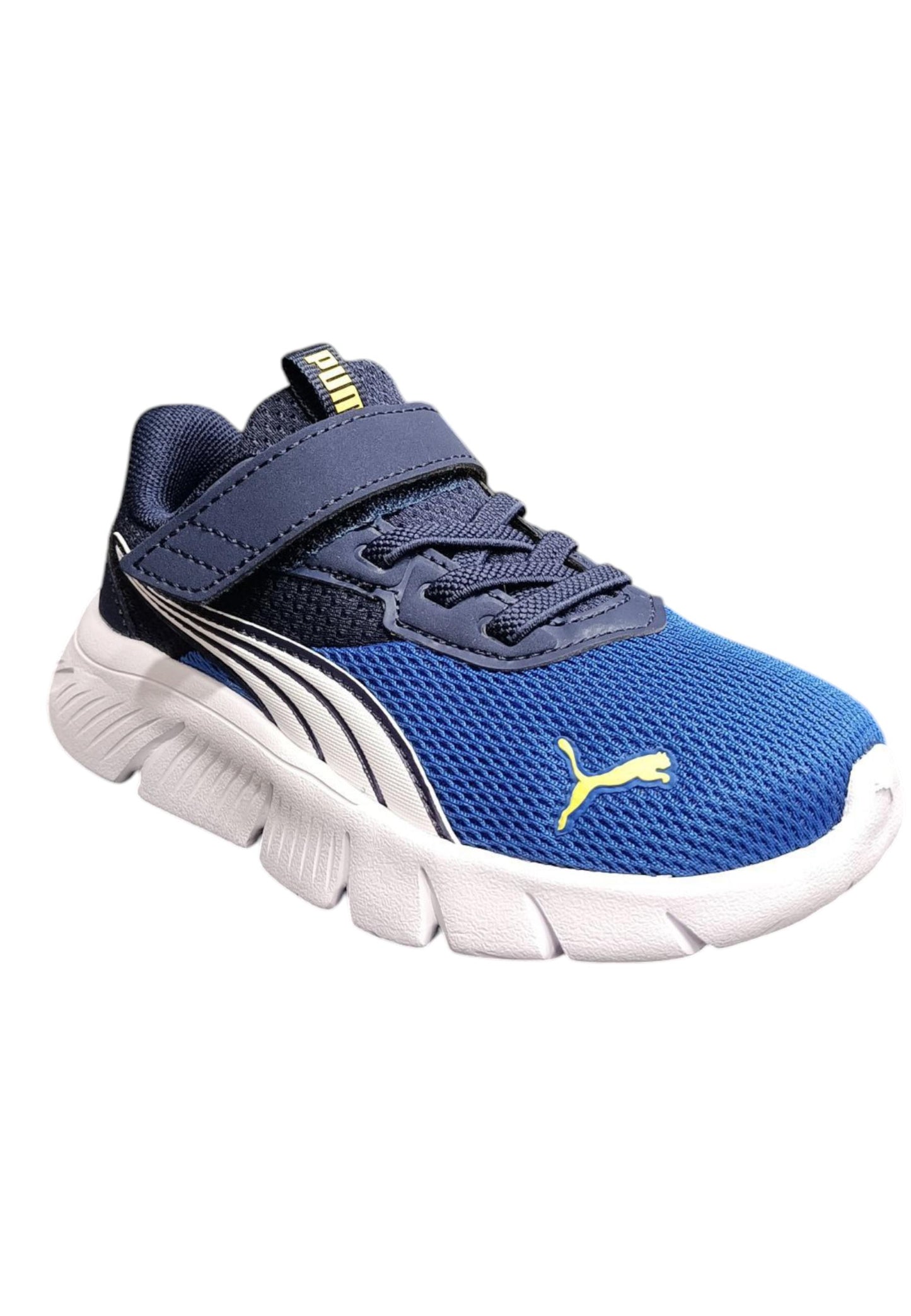 Scarpe sneakers Bambini e ragazzi PUMA flexfocus  azzurro-nero-bianco laccio elastico e velcro